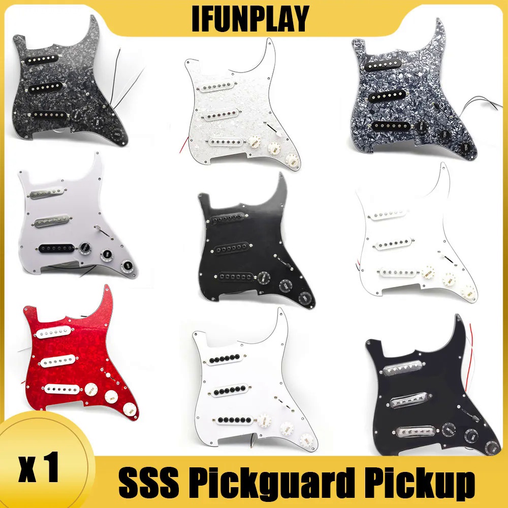 Single Coil Electric Guitar Pickguard Pickups Load Prewired 11 Hole SSS Red/White Pearl White Guitar Accessories