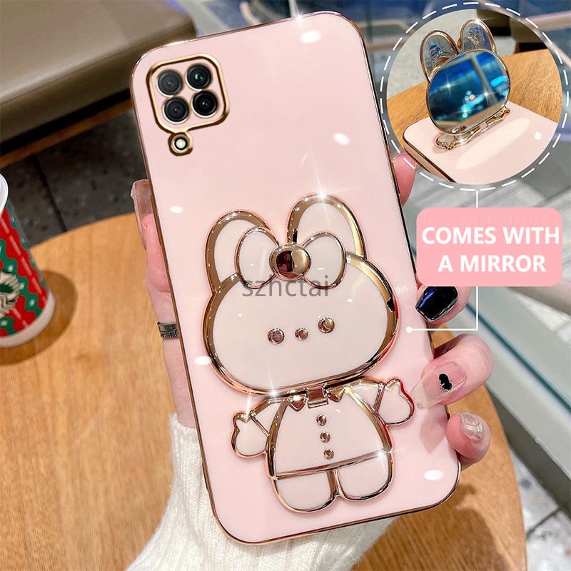 เคสโทรศัพท์ Samsung a12 a22 m12 m22 เคสโทรศัพท์เคสโทรศัพท์พร้อมที่วางกระต่ายน่ารักกระจกในตัวยึด Samsung a12 a22 m12 m22