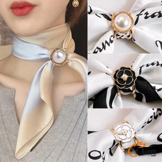 Glanxuan แหวนผ้าคลุมไหล่ สําหรับติดประดับผ้าพัน ประดับไข่มุก สไตล์เรโทร scarf ring