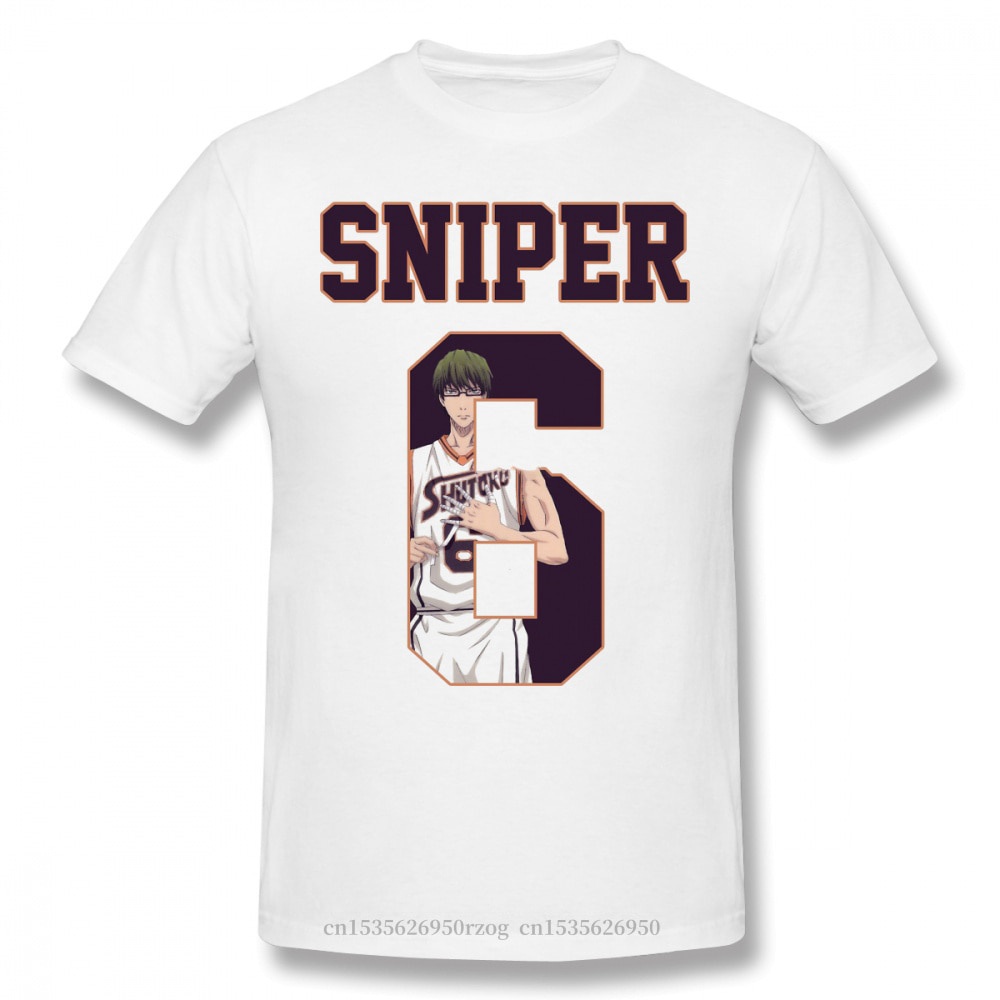 เสื้อยืดแขนสั้นMen Kuroko No Basket Sports Anime Series T-Shirt Midorima Shintaro Sniper Jersey Pure