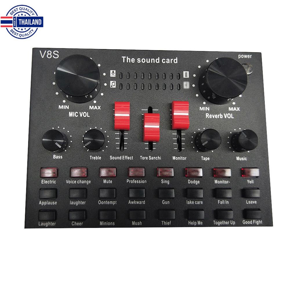 【ส่งจากเชียงใหม่】V8/V8S/V8 Plus BT USB เสียงชุดหูฟังไมโครโฟน Webcast สดการ์ดเสียงสำหรัศัพท์ มี Bluet