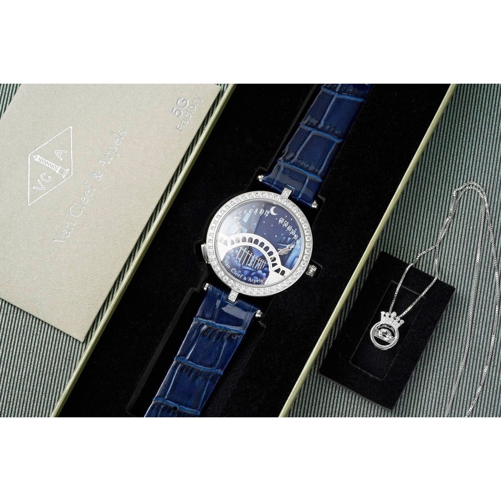 Aaa+[เวอร์ชั่นอัพเกรดระดับไฮเอนด์]!! ️เรือคายัค‬Bao-van Cleef &amp; Arpels✨กวีนิพนธ์ ความสามารถในการซับซ้อน‬:: Lover's Lover's Bridge's Most Romantic‬นาฬิกาข้อมือ Switzerland‬กระจกอัพเกรด ระบบควอตซ์ ไพลิน‬นาฬิกาข้อมือ รุ่น Tanabata เหมาะกับของขวัญวันวาเลนไทน์