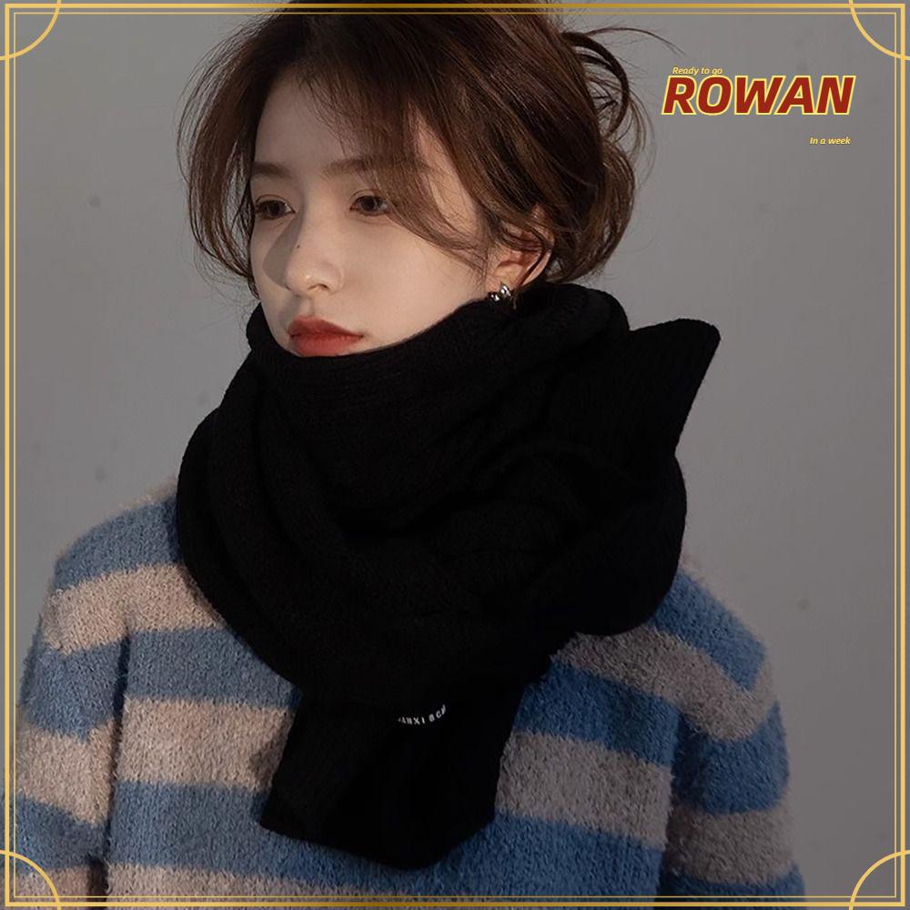 Rowans ผ้าพันคอ ผ้าคลุมไหล่ ผ้าถัก หนานุ่ม สีพื้น ให้ความอบอุ่น 175x33 ซม. สไตล์ญี่ปุ่น สําหรับผู้หญิง