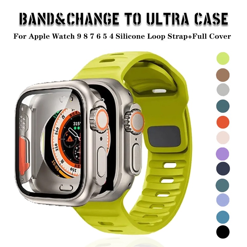สายนาฬิกาข้อมือซิลิโคน พร้อมสายคล้อง สําหรับ Apple Watch 45 มม. 44 มม. 40 มม. 41 มม. Iwatch Series 3 4 5 6 Se 7 8