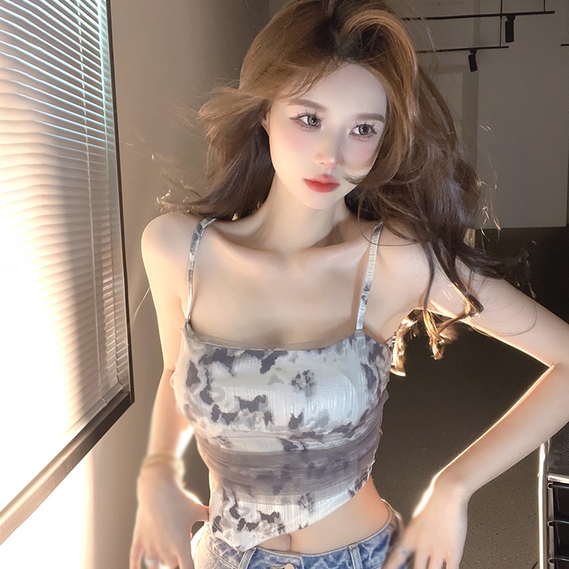 เสื้อครอปท็อป ผ้าตาข่าย ทรงพิเศษ พร้อมแผ่นรองหน้าอก สําหรับผู้หญิง
