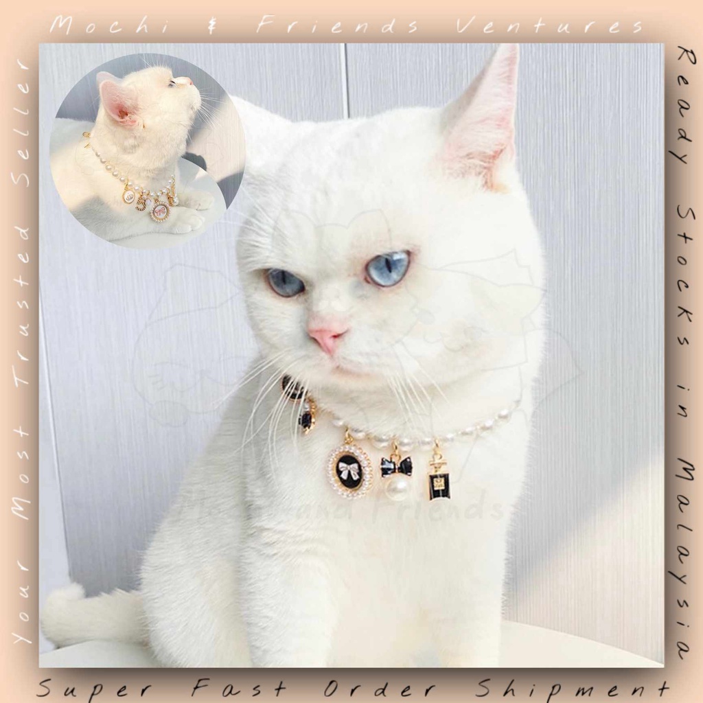 MNF จี้สัตว์เลี้ยงคออุปกรณ์เสริมสัตว์เลี้ยงสร้อยคอเจ้าหญิงสร้อยคอมุกปลอกคอสัตว์เลี้ยงที่สง่างาม宠物小香风