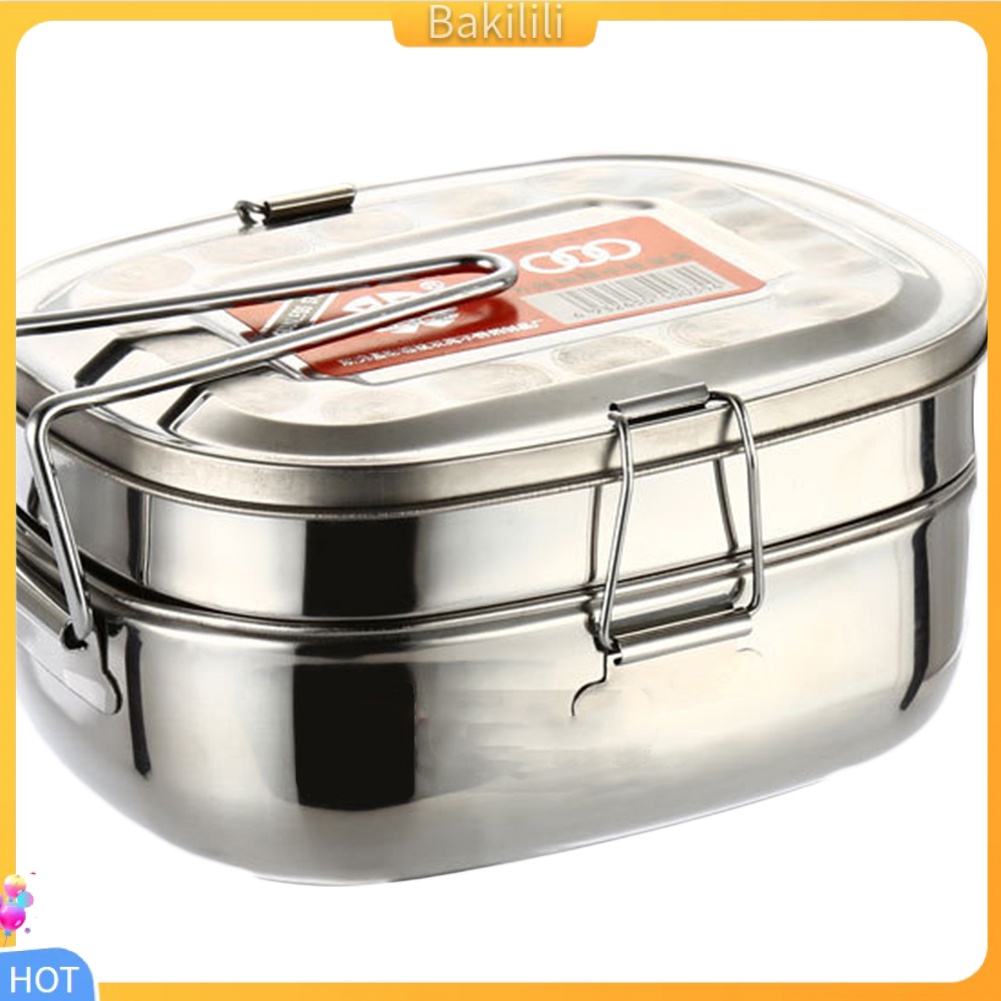 {Bakilili} กล่องอาหารกลางวัน สเตนเลส 2 ชั้น เก็บความร้อน สําหรับนักเรียน