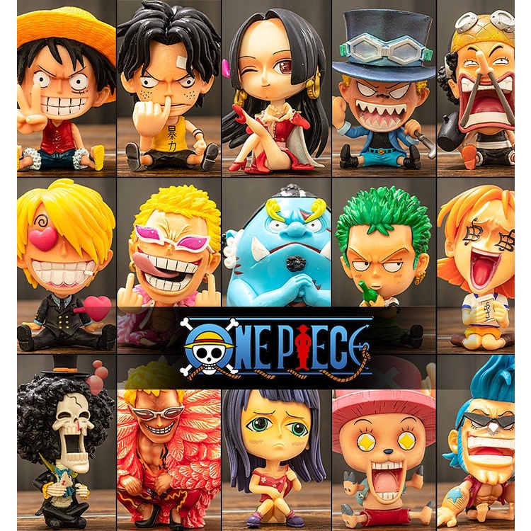 โมเดลฟิกเกอร์ PVC อนิเมะ One Piece Q Version Zoro Luffy Sanji Ace Robin Nami Brook ของเล่น ของสะสม ของขวัญ สําหรับตกแต่งบ้าน รถยนต์
