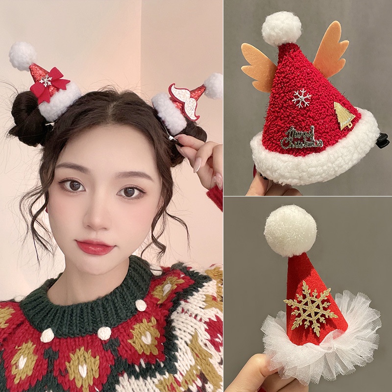 กิ๊บติดผม รูปหมวกซานต้าคลอส สร้างสรรค์ เครื่องประดับ สําหรับคริสต์มาส ปาร์ตี้ 1 ชิ้น
