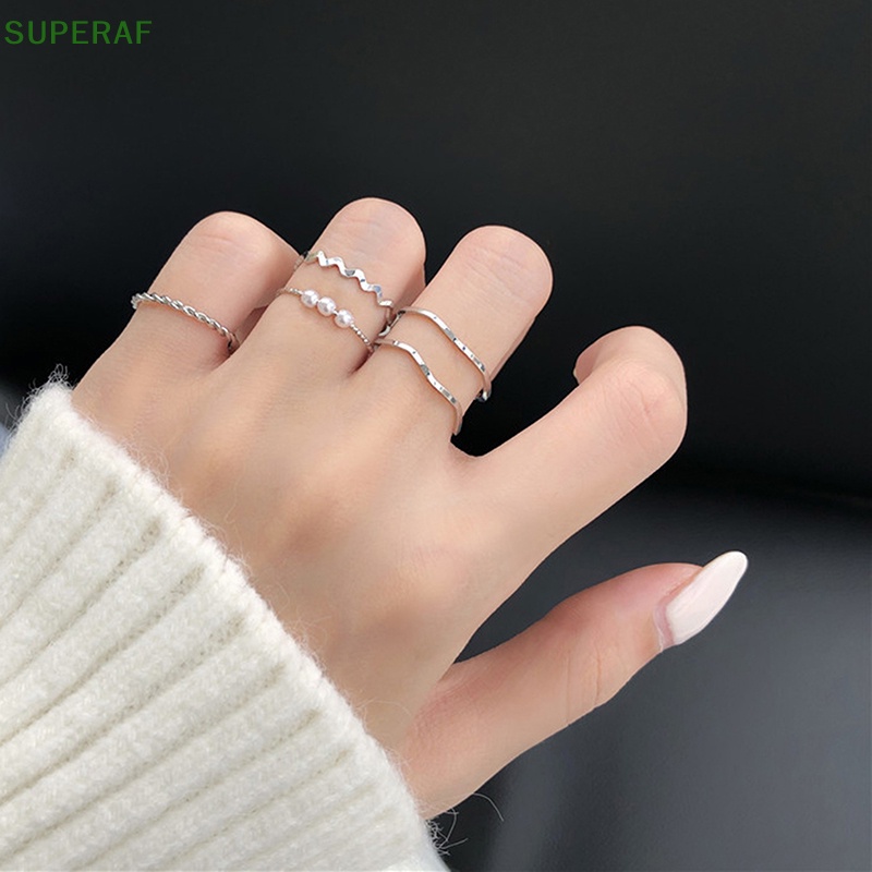 Superaf ชุดเครื่องประดับ แหวนโลหะ ทรงกลม เปิดนิ้วมือ เหมาะกับของขวัญแต่งงาน แฟชั่นสําหรับผู้หญิง 5 ชิ้น ต่อชุด