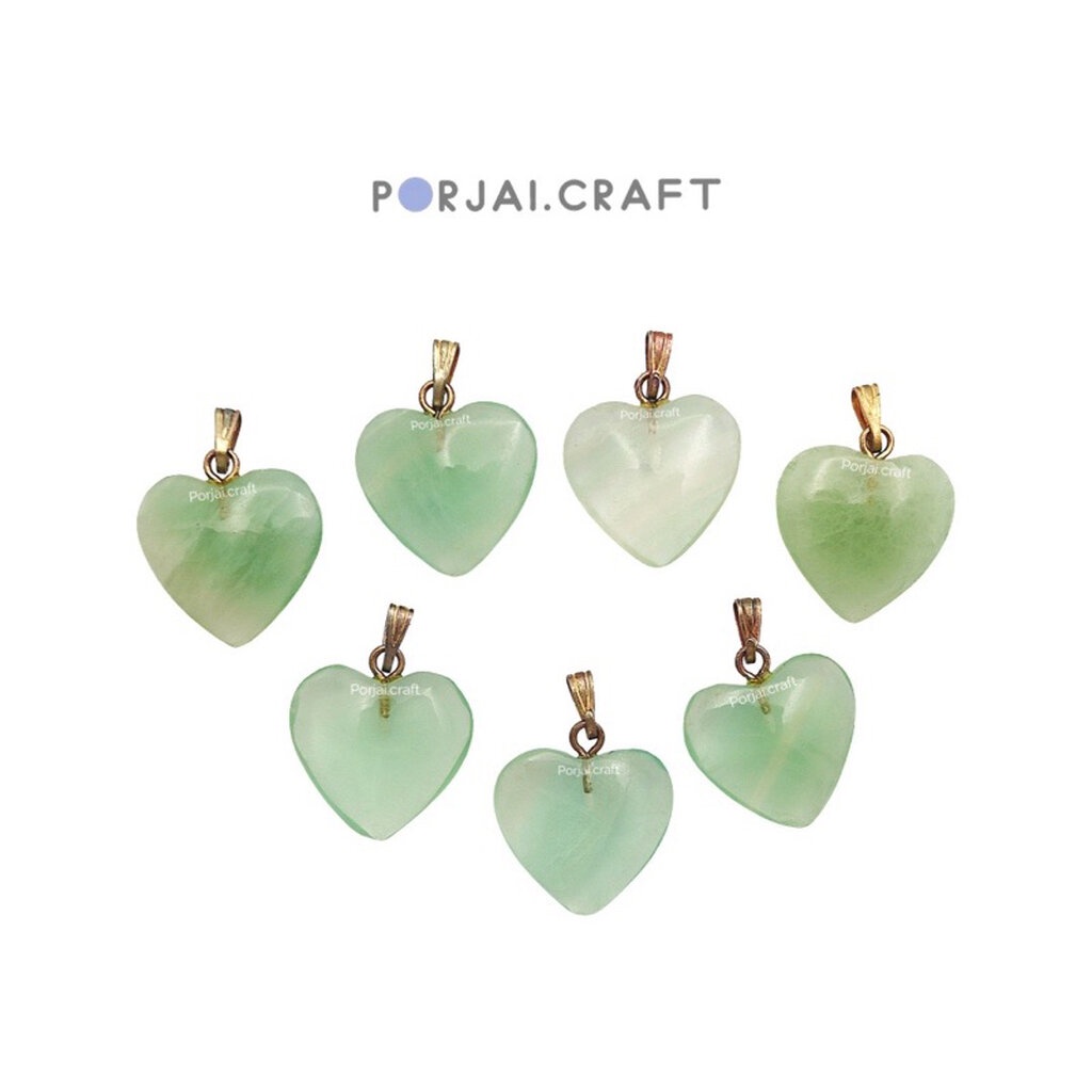 Green Fluorite Heart Pendant จี้หัวใจฟลูออไรต์สีเขียว 15mm