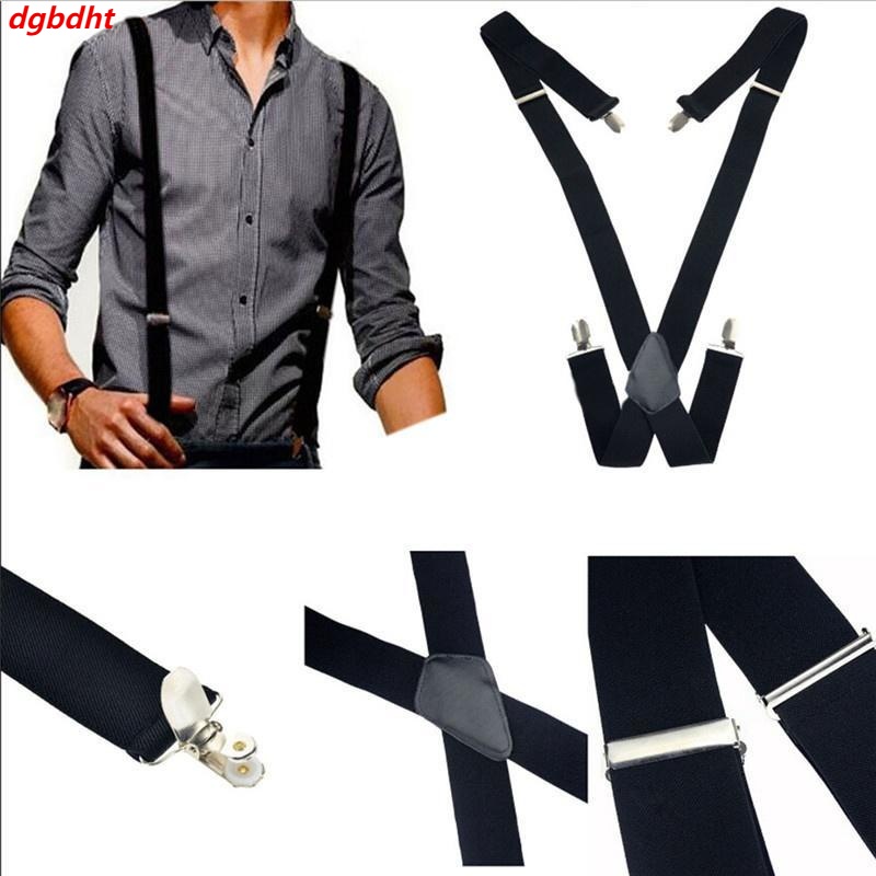 สายรัดยางยืดสําหรับผู้ชาย วงเล็บหนัง XBack คลิปปรับได้ สีดํา [SG]