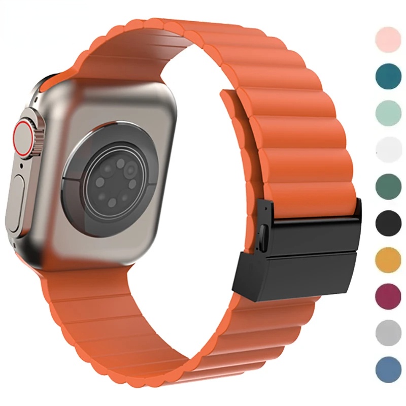 สายนาฬิกาข้อมือซิลิโคน หัวเข็มขัดโลหะ แบบเปลี่ยน สําหรับ Apple watch series 9 8 7 6 5 4 3 se ultra 2 49 มม. i watch 45 44 41 40 38 42 มม.