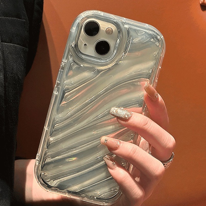 Phone Case For iPhone 15 11 12 13 16 14 Pro Max 7 8 Plus XR XS MAX 15 Pro เคสป้องกันโทรศัพท์มือถือ TPU โปร่งใสขอบคลื่น