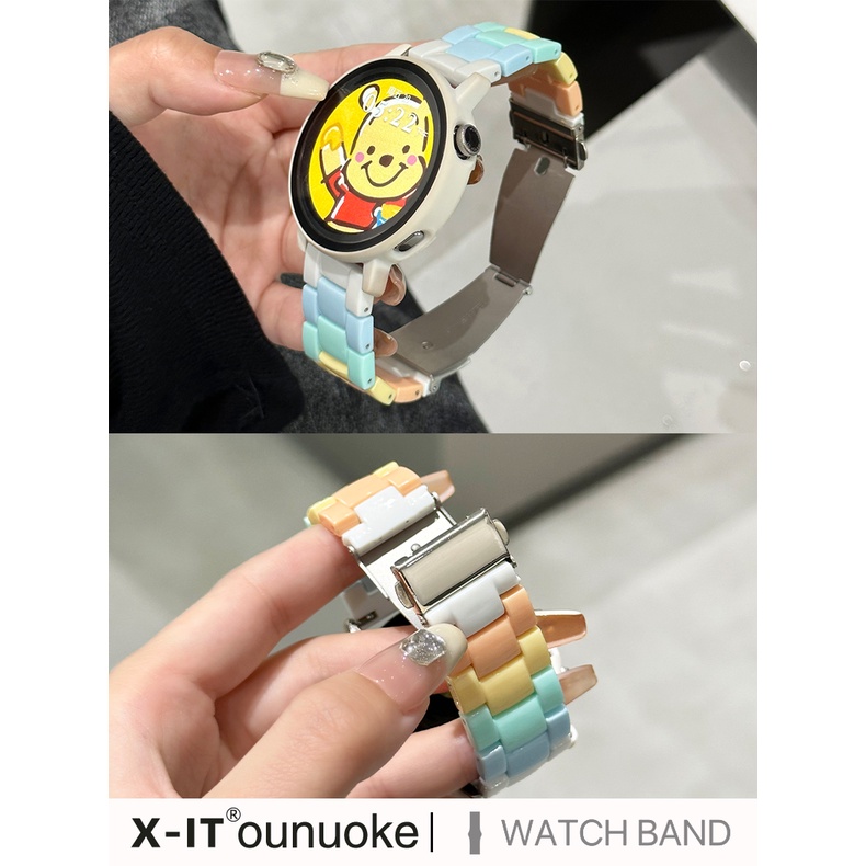 สายนาฬิกาข้อมือเรซิ่น สีรุ้ง แบบเปลี่ยน สําหรับ Imilab W13 W12 Smartwatch Band Macaron Girl