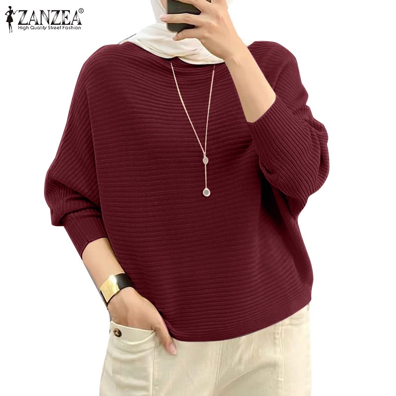 Zanzea เสื้อยืดลําลอง แขนทรงปีกค้างคาว ทรงหลวม สไตล์มุสลิม สําหรับผู้หญิง
