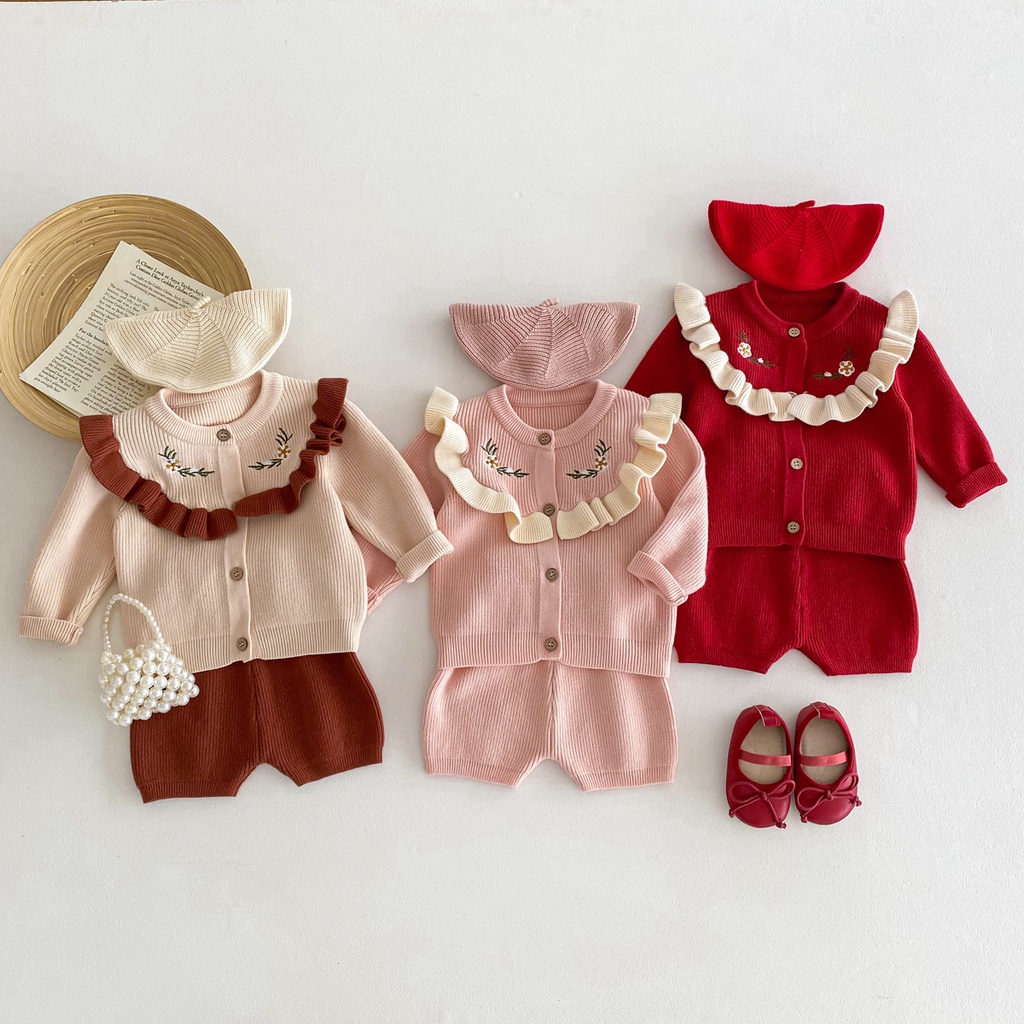 เสื้อแจ็กเก็ตคาร์ดิแกนกันหนาว ผ้าถัก ปักลายลูกไม้ ทรงหลวม แฟชั่นฤดูใบไม้ร่วง และฤดูหนาว สไตล์เจ้าหญิง สําหรับเด็กผู้หญิง