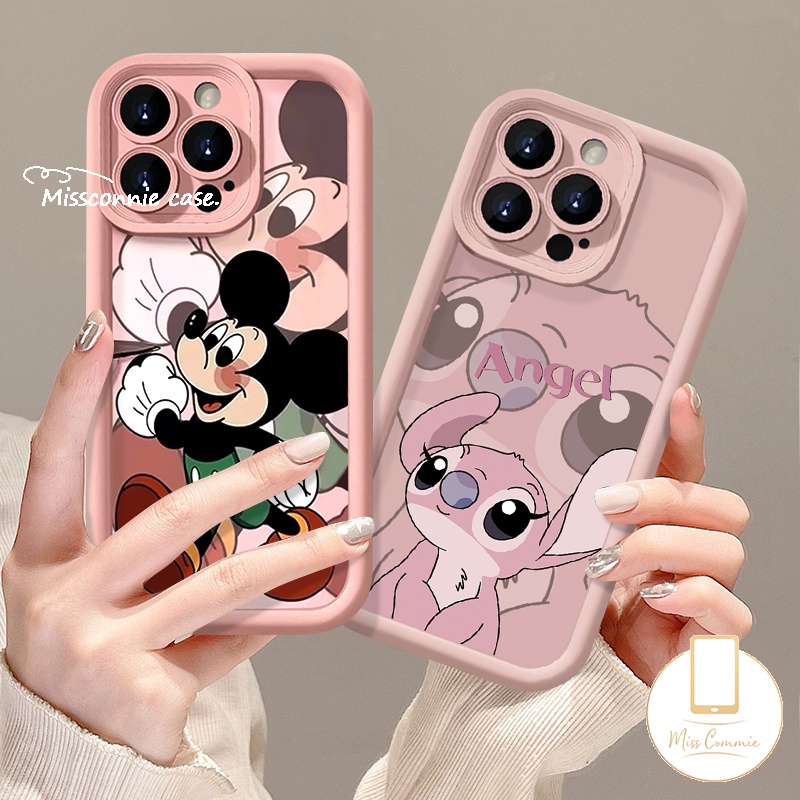 เคสโทรศัพท์มือถือ แบบนิ่ม ลายการ์ตูนมิกกี้ เมาส์ สีชมพู สําหรับ IPhone 11 15 13 14 12 Pro Max XR 7Plus X XS Max 6S 7 8 15 6 Plus 8Plus SE 2020