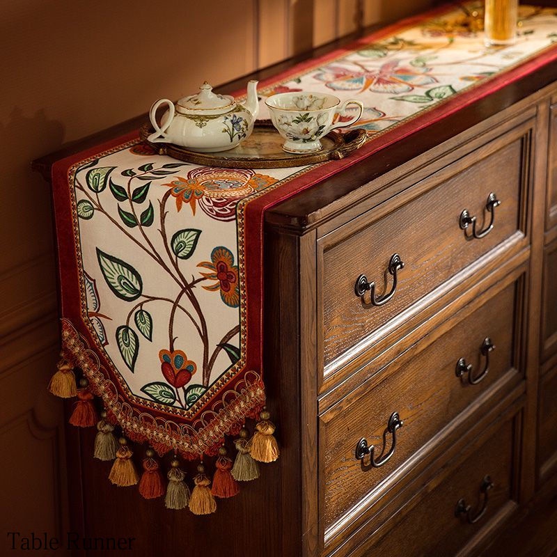 ผ้าปูโต๊ะรับประทานอาหาร ลายธงชาติยุโรป สีแดง สําหรับตกแต่งตู้ทีวี ตู้ข้างเตียง