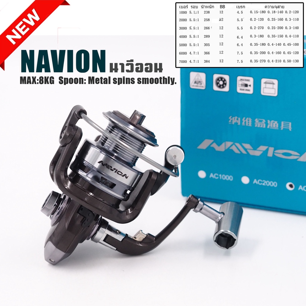 NAVION รอกตกปลา สปินนิ่ง รอบ 5.5:1 เบรก: 8 KG