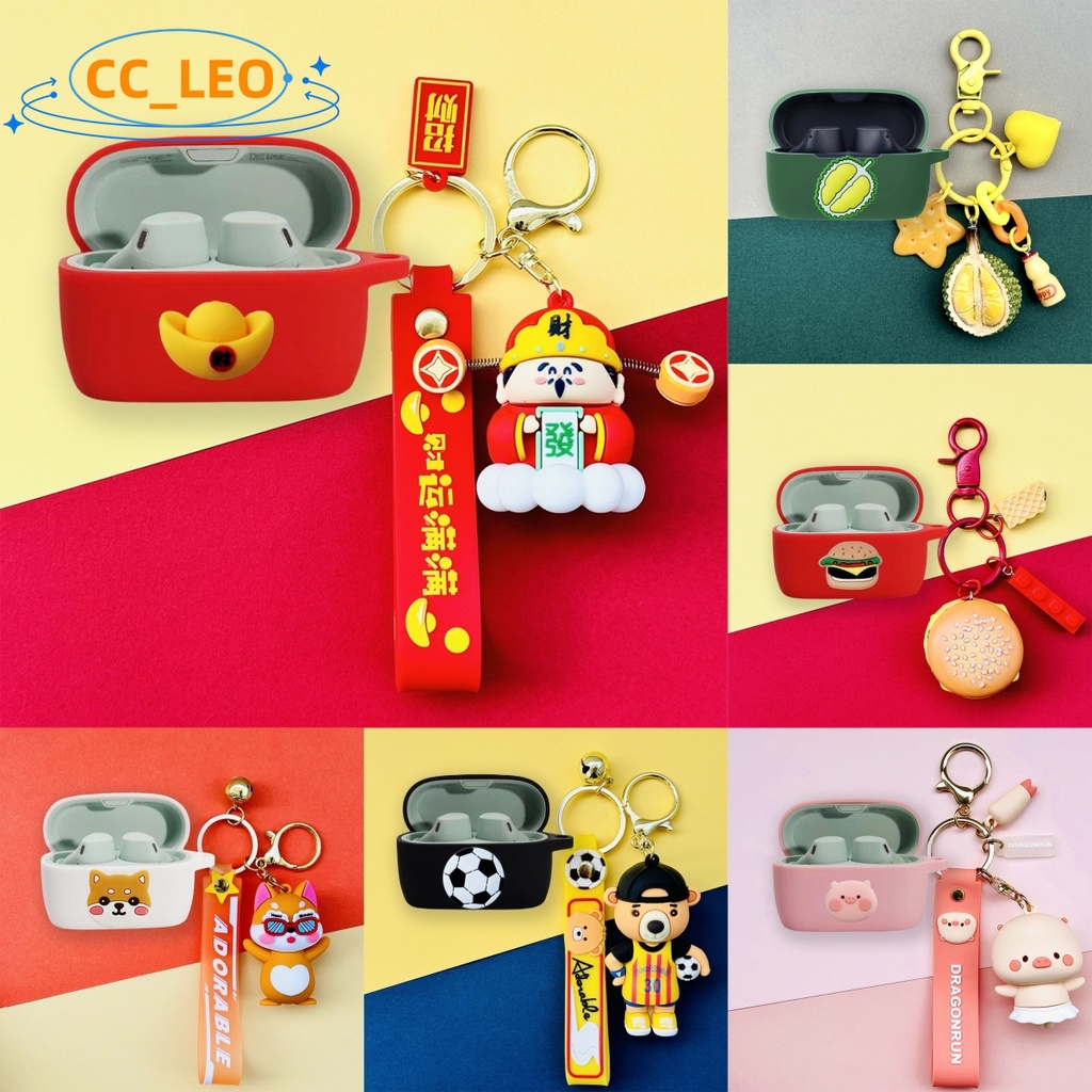 For Jabra Elite 4 Active Case Cute Piggy Keychain Pendant Jabra Elite 3 / Elite 2 Silicone Soft Case