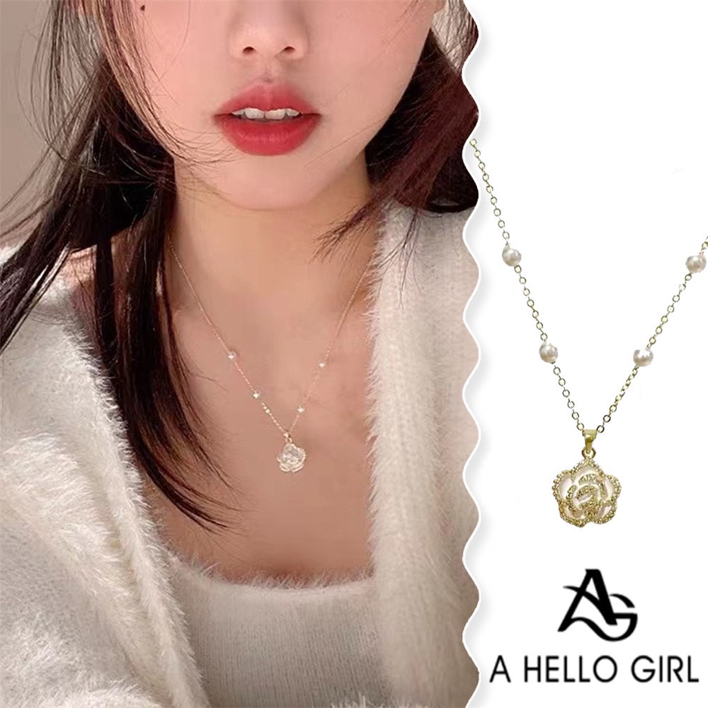 A HELLO GIRL Camellia สร้อยคอโซ่ หรูหรา ระดับไฮเอนด์ สําหรับผู้หญิง