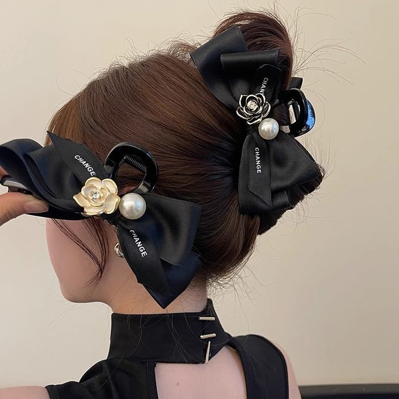 2024 Retro Bow Grab Clip Camellia หญิงผมคว้าผม Volume หลาย Headdress Shark Clip
