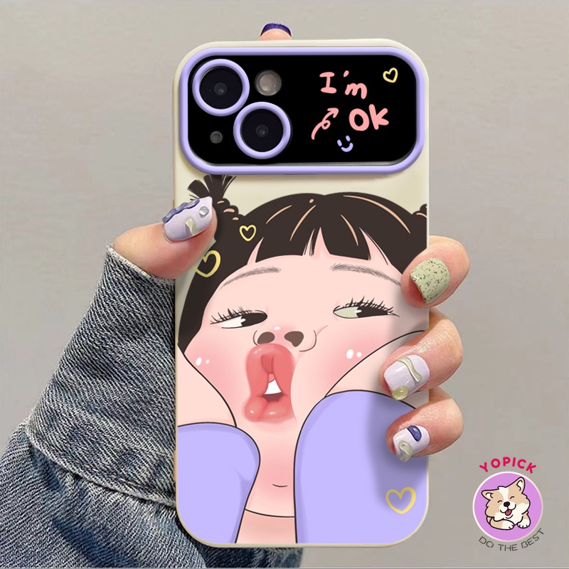 สําหรับ iPhone 14 ความรู้สึกระดับไฮเอนด์ 13pro หน้าต่างขนาดใหญ่ 12 Dudu สาว 11 การ์ตูน 8plus น่ารัก 7 Niche x หญิงสไตล์ xs Simple xr ฝาครอบ max DSC