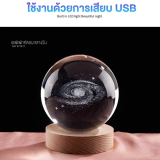 Panasi โคมไฟลูกแก้ว3D LED USB โคมไฟตกแต่งห้องนอนLED ลูกแก้ว6cm ของขวัญวันเกิด