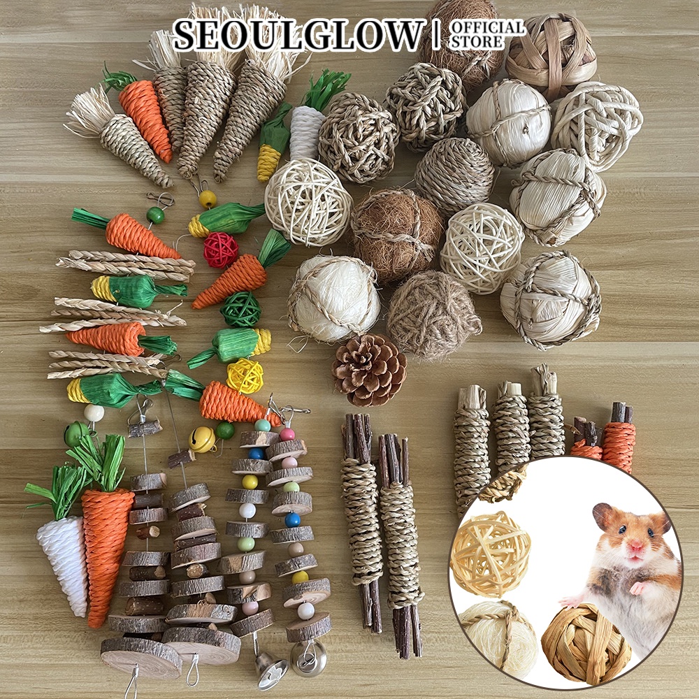 ของเล่นลูกบอลหญ้า หลากสี สําหรับสัตว์เลี้ยง หนูแฮมสเตอร์ กระต่าย SEOULGLOW