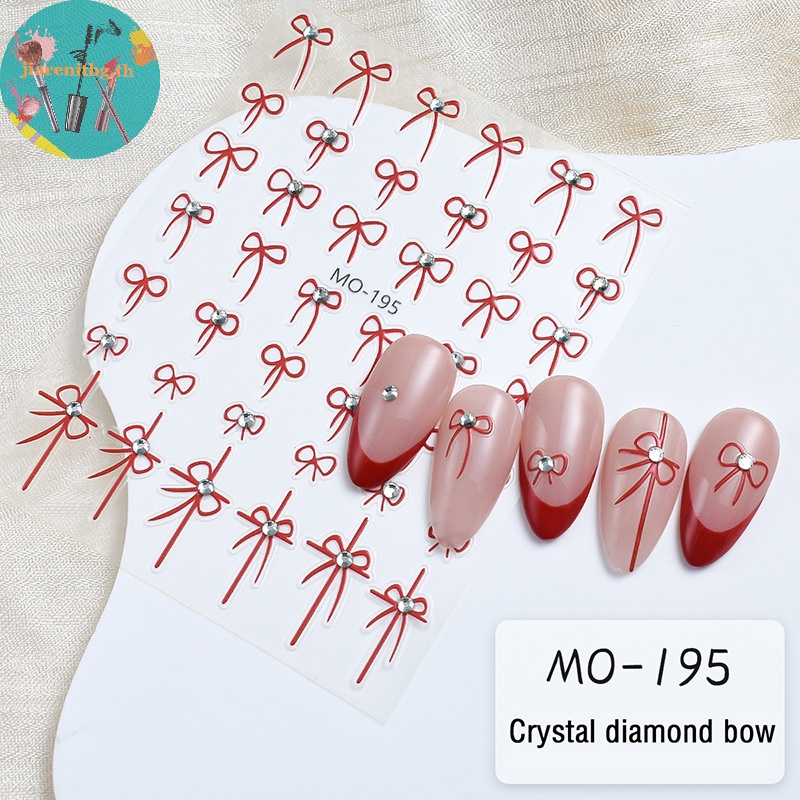 RENBG 1 PC โบว์ขนาดเล็กริบบิ้น Bowknot สติ๊กเกอร์ติดเล็บคุณภาพสูงคริสตัลออกแบบสติกเกอร์กาวตกแต่งเล็บ TH