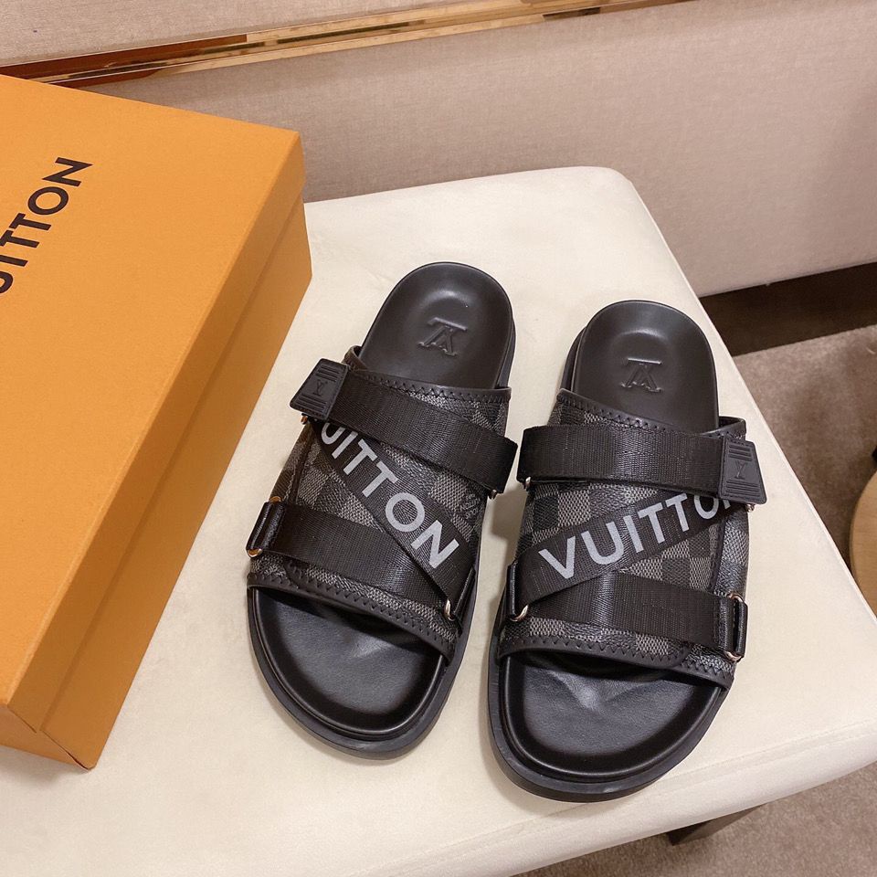 รองเท้าแตะ Louis Vuitton แฟชั่นฤดูร้อน คุณภาพสูง สําหรับผู้ชาย