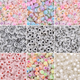 100ชิ้น4*7มิลลิเมตรผสมสีส่องสว่างตัวอักษรลูกปัดอะคริลิลูกปัด…