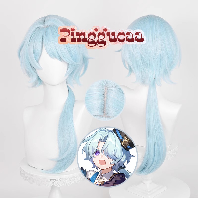 Game Honkai: Star Rail Misha Cosplay Wig 70cm Long Light Blue Heat Resistant Synthetic Wigs