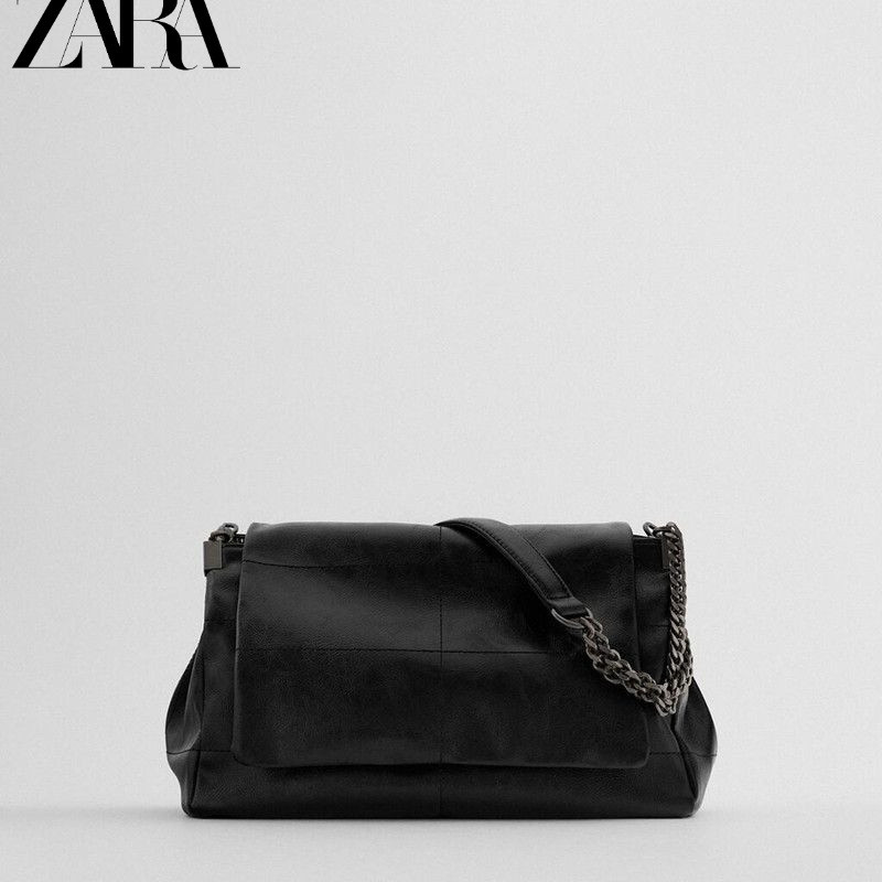 Zara HOME กระเป๋าหญิง 2024 สไตล์ใหม่ Stray Bag Rock สไตล์หนังนุ่ม All-Match กระเป๋าโซ่ไหล่รักแร้กระเ