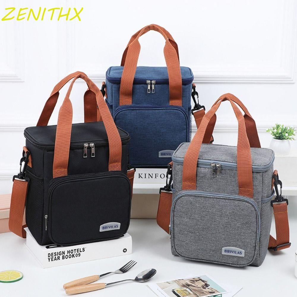 Zenithx กระเป๋าข้าวกลางวันแบบพกพา พร้อมที่จับ แฟชั่น กล่องเก็บความร้อน/เย็น ความจุใหญ่ สําหรับปิคนิค