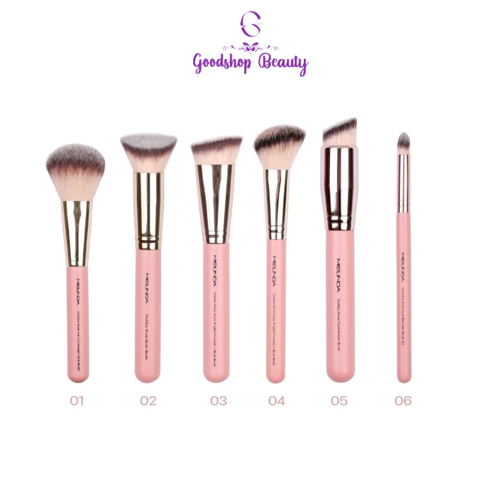 Meilinda Gatsby Rose Brush เซตแปรงเมลินดา รุ่นใหม่ด้ามชมพู
