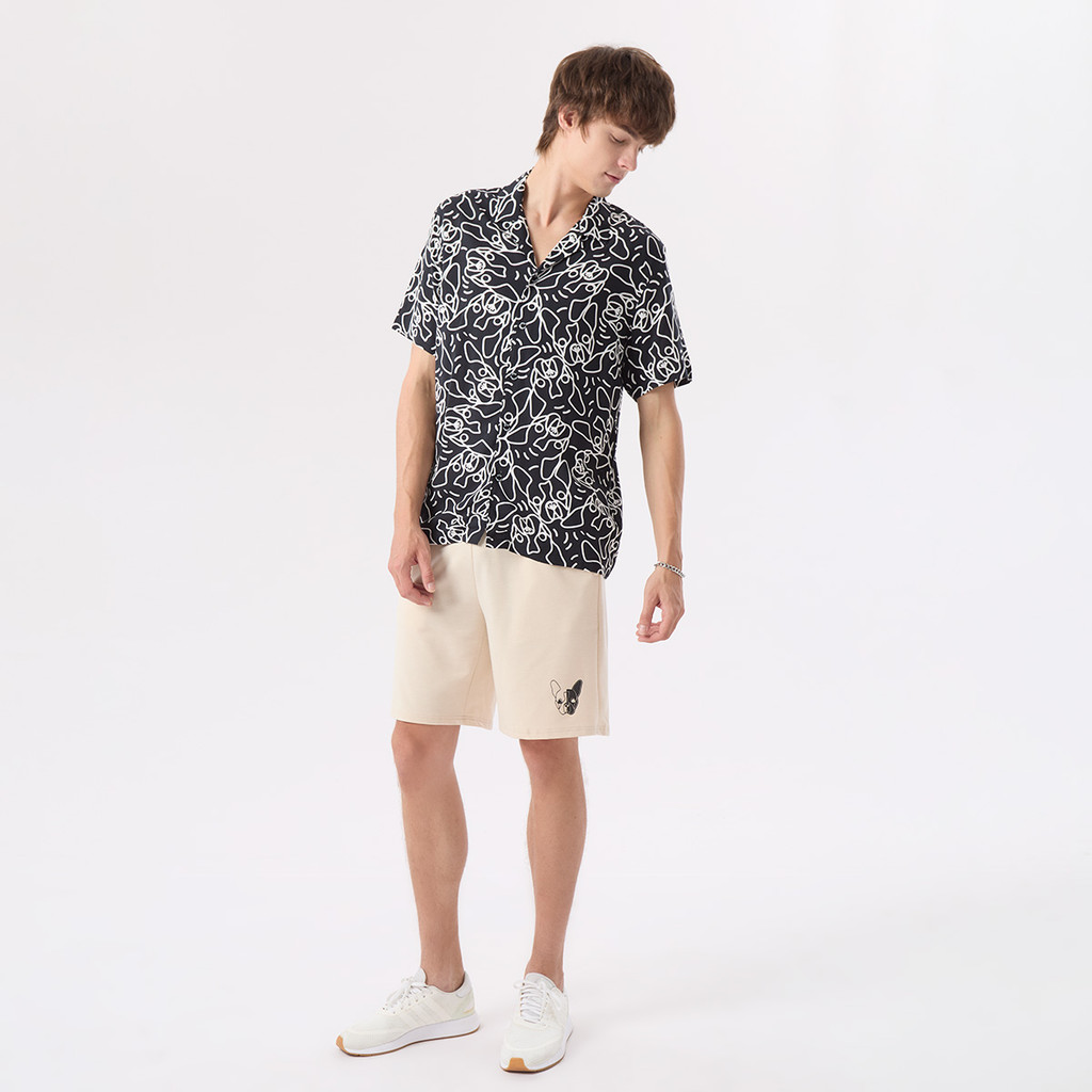 ESP เสื้อเชิ้ตฮาวาย เฟรนช์ชี่ ผู้ชาย สีดำ | Frenchie Hawaiian Shirt | 04060