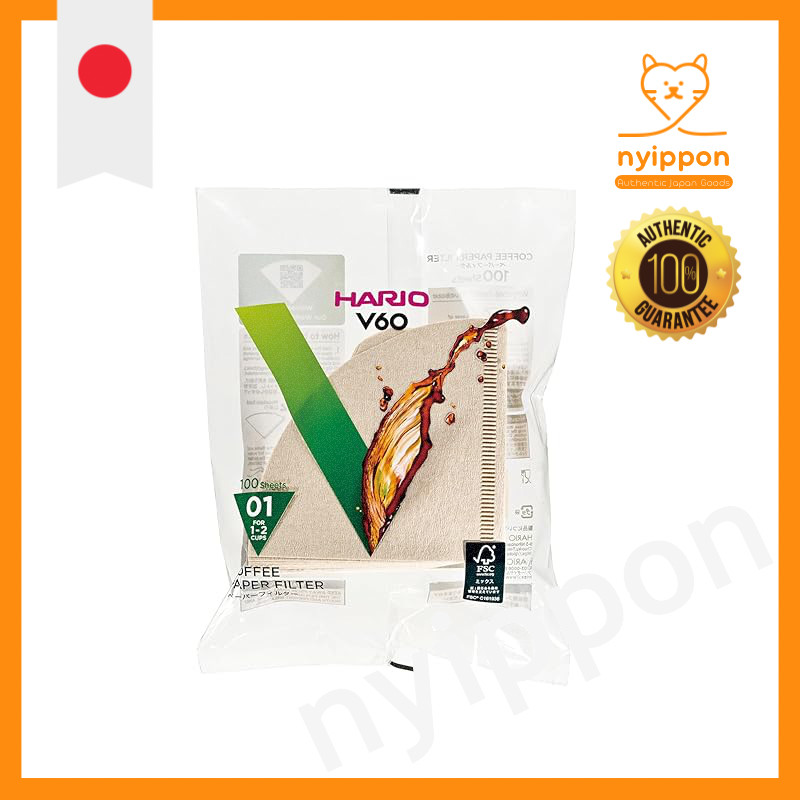 HARIO V60 Paper Filter 01M for 1-2 Cups, 100 Sheets, Misasashi VCF-01-100M