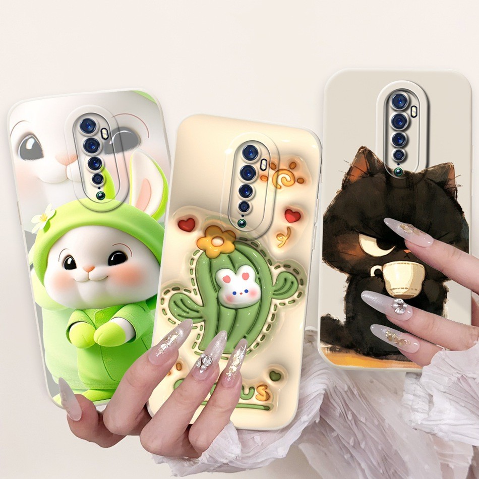 Oppo Reno2 F / Reno2 Z / Reno2 เคสป้องกันเลนส์ Reno 2F 2Z 2 CPH1989 CPH1951 CPH1907 เคสซิลิโคนอ่อนนุ่มการ์ตูนแพนด้ากระต่ายน่ารัก