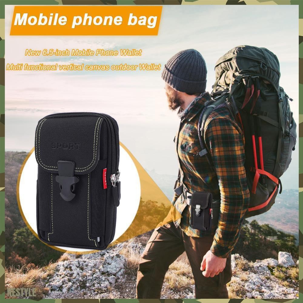 จัดส่งในกรุงเทพฯ🚚 กระเป๋าคาดเอว กระเป๋าผ้าใบ ผ้าใบกลางแจ้ง Sport Casual Men Phone Purse Zipper Belt Bum Pouch