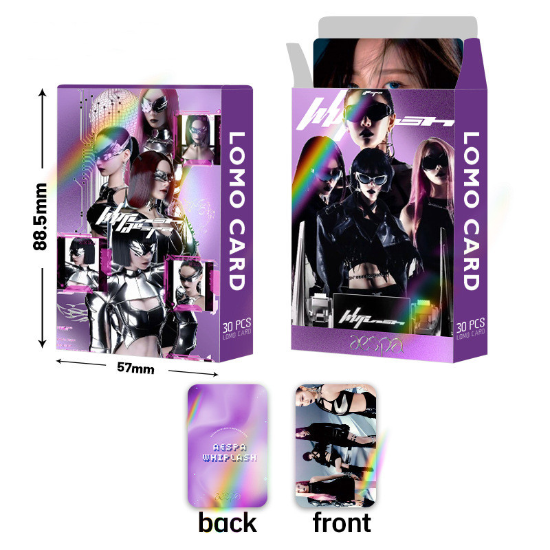 30 ชิ้น/กล่อง AESPA Whiplash Holographic Photocards HOT MESS อัลบั้มเลเซอร์โฮโลแกรมการ์ด Lomo KARINA NING WINTER GISELLE SOLO Kpop โปสการ์ดสินค้าราคาถูก CX