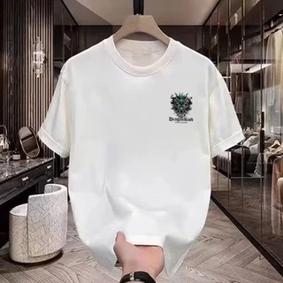 เสื้อยืด oversize สกรีนหน้าหลัง คอกลม เสื้อยืดผู้ชายเท่ๆ tshirt men สีดํา-ขาว เสื้อแฟชั่น แขนสั้นผู้ชาย สตรีทแฟชั่น