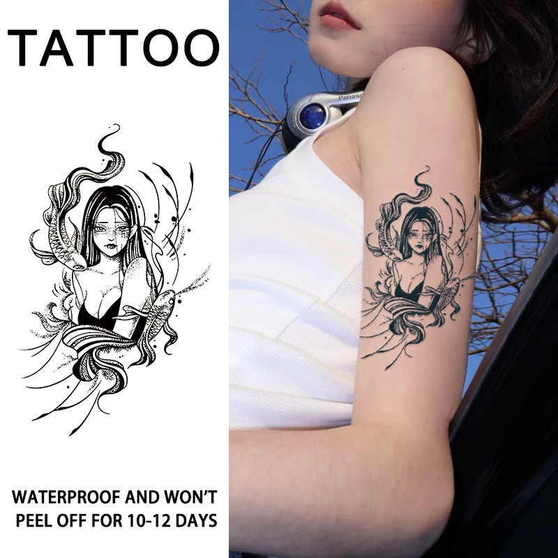 ความงามและสไตล์สติกเกอร์รอยสักชั่วคราวกันน้ําติดทนนานสมุนไพรกึ่งถาวรสติกเกอร์รอยสักสักปลอมสําหรับผู้หญิงแขนหน้าอกใบหน้าร่างกา