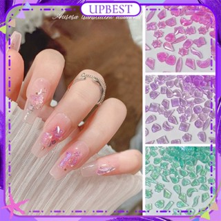 ♕ 100 ชิ้น Nail Art Aurora Ice เครื่องประดับเพชรโปร่งใสด้านล่างแบนคริสตัลเมจิกเพชรอุปกรณ์เล็บเครื่องมือแต่งเล็บสำหรับร้านเล็บ 6 แบบ UPBEST