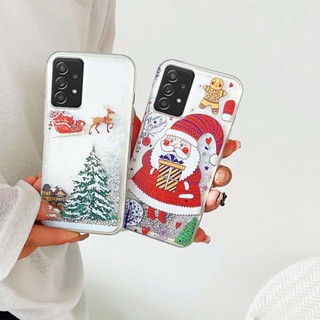 Ybd เคสโทรศัพท์มือถือ ลายต้นคริสต์มาส ซานตาคลอส กวาง มีทรายไหล สําหรับ Samsung Galaxy A32 A52 A72 A52S 5G A23 M23 F23 4G 5G