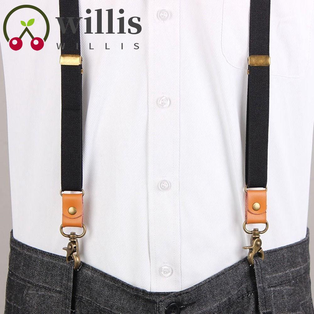 Willis สายเอี๊ยม คลิป ชุดแต่งงาน เสื้อลําลอง สายรัด คลิป ลายทาง สีพื้น สําหรับผู้ชาย ผู้หญิง แขวนกางเกง คลิป