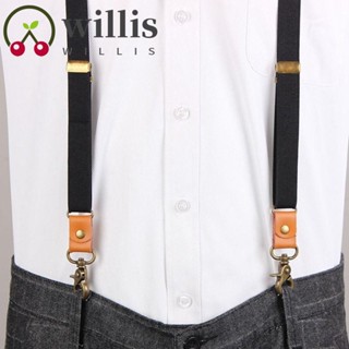 Willis สายเอี๊ยม คลิป ชุดแต่งงาน เสื้อลําลอง สายรัด คลิป ลายทาง สีพื้น สําหรับผู้ชาย ผู้หญิง แขวนกางเกง คลิป