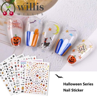 Willis สติกเกอร์ตกแต่งเล็บ ลายโครงกระดูก แมงมุม ฮาโลวีน DIY 1 แผ่น