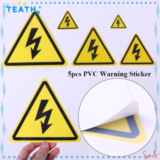 Teath สติกเกอร์ฉลากเตือน สีเหลือง กันน้ํา คุณภาพสูง 3.6 5 8 10 15 ซม. 5 ชิ้น